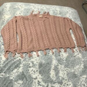 Alter'd State chunky, thick, crop, distressed mauve‎ sweater size Small